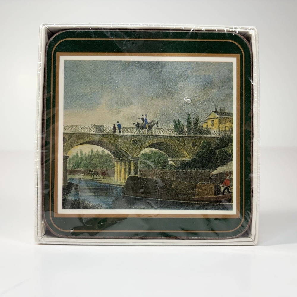 Lenox Vintage English Life Coasters set of 6 "British Waterways" Made in England